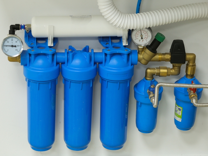 Blue Filters on Wall | Leto Plumbing & Heating, Inc.